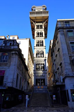 Lizbon Portekiz ünlü Iron Santa Justa asansör. (Elevador de Santa Justa)