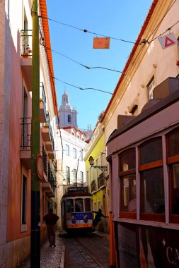 Alfama ünlü tramvay hattı, eski Lizbon mahalleler, Portekiz