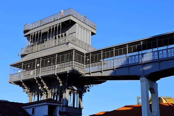 Der Berühmte Eiserne Santa Justa Lift Lissabon Portugal Elevador Santa — Stockfoto