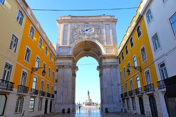 Praca Comercio Con Estatua Del Rey José Lisboa Portugal — Foto de Stock