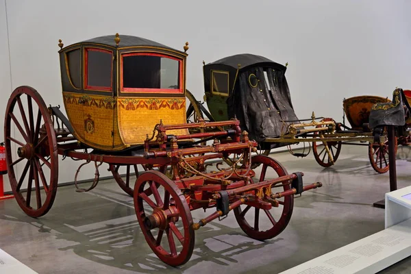 Exhibits Antique Carriages National Coach Museum Lisbon Portugal Museu Nacional — Stock Photo, Image