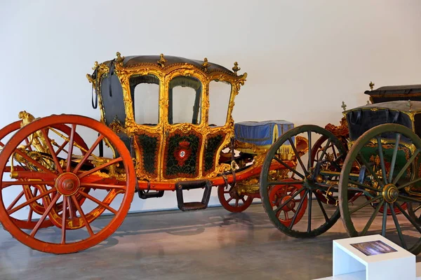 Exhibits Antique Carriages National Coach Museum Lisbon Portugal Museu Nacional — Stock Photo, Image