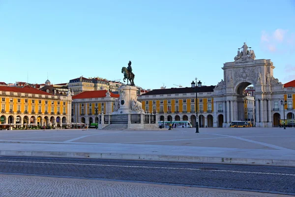 Praca Comercio Con Estatua Del Rey José Lisboa Portugal — Foto de Stock