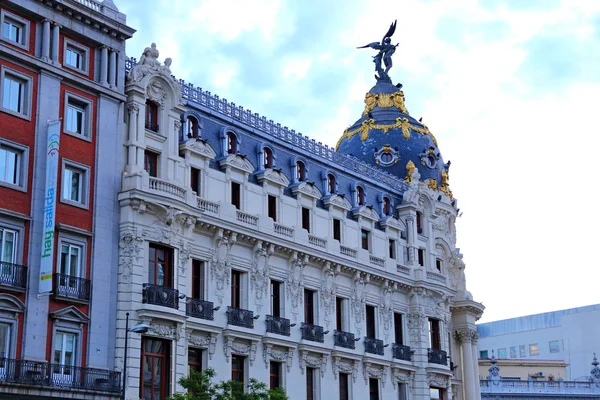 Cityscape Calle Alcala Gran Main Shopping Street Madrid Spain Europe — стоковое фото