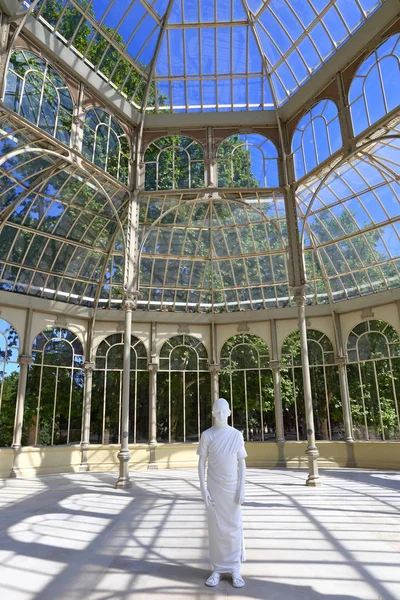 Palácio Cristal Palácio Cristal Parque Buen Retiro Uma Estrutura Vidro — Fotografia de Stock