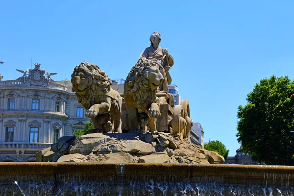 Plaza Cibeles Brunnen Vor Dem Palacio Comunicaciones Madrid Spanien — Stockfoto