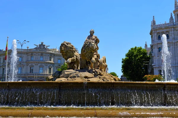 Plaza Cibeles Fontein Voor Het Palacio Comunicaciones Madrid Spanje — Stockfoto