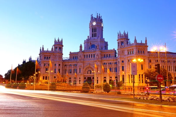 Plaza Cibeles Fontein Voor Het Palacio Comunicaciones Madrid Spanje — Stockfoto