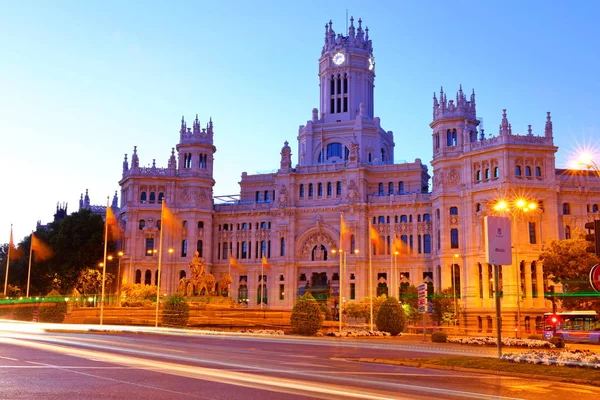 Plaza Cibeles Fontein Voor Het Palacio Comunicaciones Madrid Spanje — Stockfoto