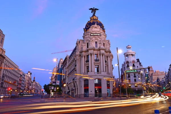 Paisaje Urbano Calle Alcalá Gran Vía Principal Calle Comercial Madrid —  Fotos de Stock