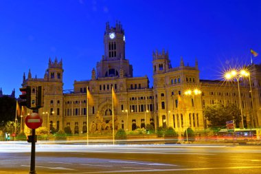 Plaza de Cibeles Çeşmesi Palacio de Comunicaciones, Madrid, İspanya