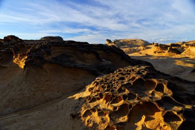 Yehliu Geopark 'taki doğal kaya oluşumu, Wanli, New Taipei City, Tayvan' ın en ünlü harikalarından biri..