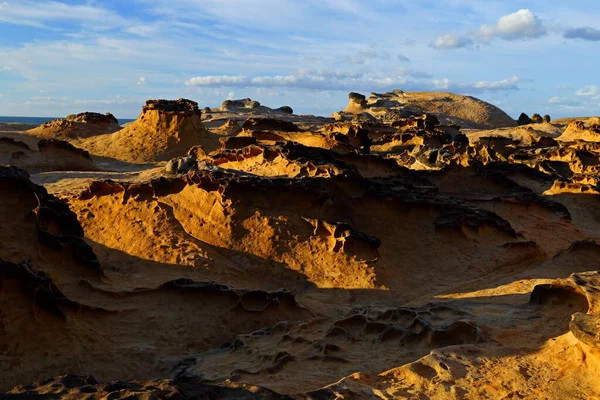 Yehliu Geopark 'taki doğal kaya oluşumu, Wanli, New Taipei City, Tayvan' ın en ünlü harikalarından biri..
