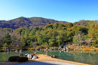 Tenryu-ji 'deki bahçe, Arashiyama' daki saygıdeğer bir Zen tapınağı, Susukinobabacho, Sagatenryuji, Ukyo Ward, Kyoto, Japonya