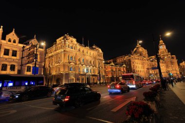 The Bund (Waitan) Şangay, Çin 'de bulunan liman kenarı tarzı binalar..