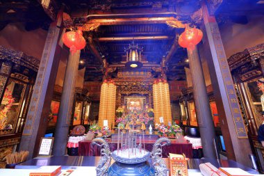 Bangka Qingshan Temple, built in the 1800s with fine stone carvings in Taipei Taiwan