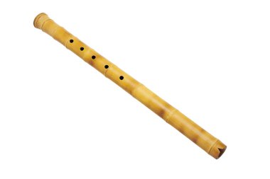 Rüzgar müzik aleti, beyaz arka plan üzerinde izole Bambu tahta flüt yapılmış