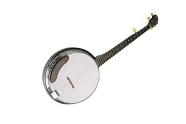 Beyaz arka plan üzerinde izole dize müzik aleti banjo