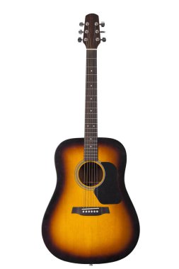 6 telli gitar ahşap sarı renkler beyaz arka plan üzerinde izole