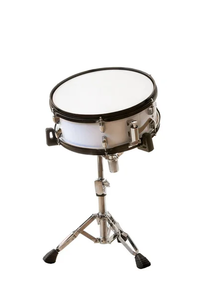 Clássico Instrumento Musical Snare Tambor Isolado Fundo Branco — Fotografia de Stock