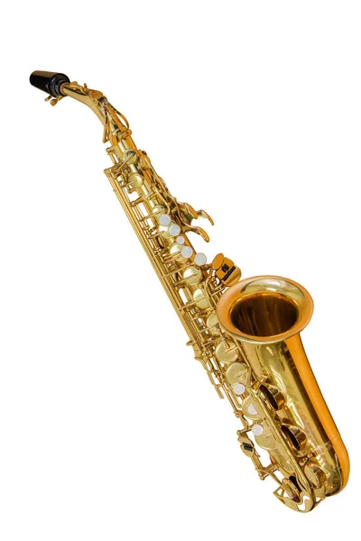 Saxofón Clásico Para Instrumentos Musicales Aislado Sobre Fondo Blanco —  Fotos de Stock