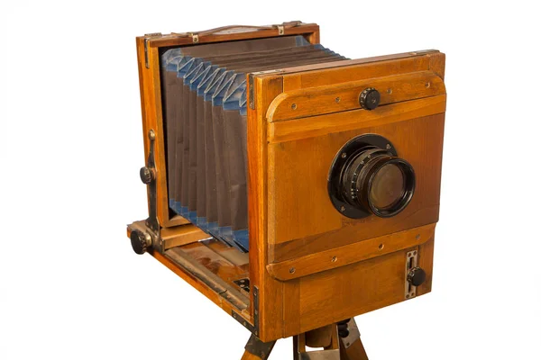 Oude Fotocamera Witte Geïsoleerde Achtergrond — Stockfoto