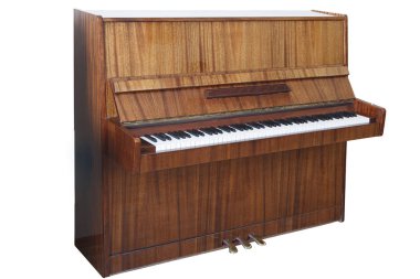 Beyaz arka plan üzerinde izole klasik müzik aleti, piyano