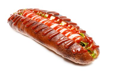 Lokanta sosisli beyaz arka plan üzerinde izole