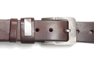 deri kayışı metal toka yakın - kadar izole üzerinde beyaz arka plan