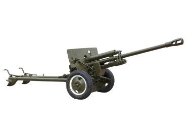 Beyaz arka plan üzerinde izole topçu silahı