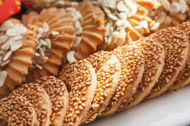 susam ve badem ile tatlılar dokusuna yakın çekim