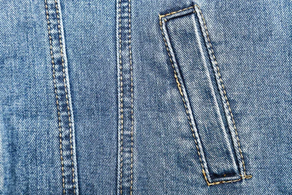 Tasche Auf Jeansjacke Nahaufnahme Blaue Jeans — Stockfoto