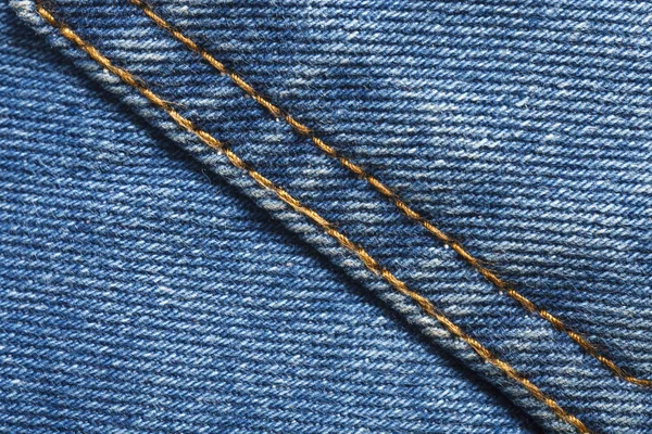 Die Textur Der Jeans Ist Mit Orangefarbenem Faden Genäht Textur — Stockfoto