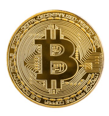 Beyaz arka plan üzerinde izole altın bitcoin sikke