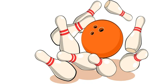 Illustratie Van Een Bowlingbal Verstrooit Skittles Voor Bowlen Een Witte — Stockfoto