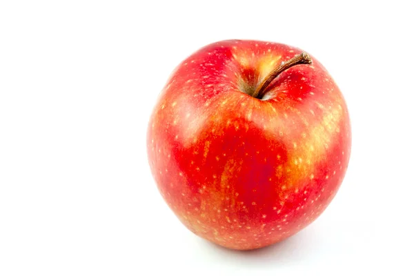 Roter Apfel Mit Blatt Isoliert Auf Weißem Hintergrund — Stockfoto