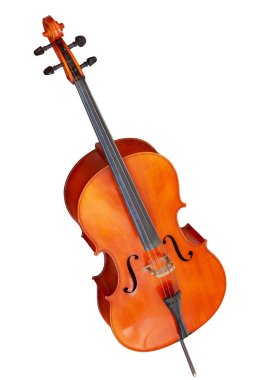 Beyaz arka plan üzerinde izole klasik müzik aleti çello