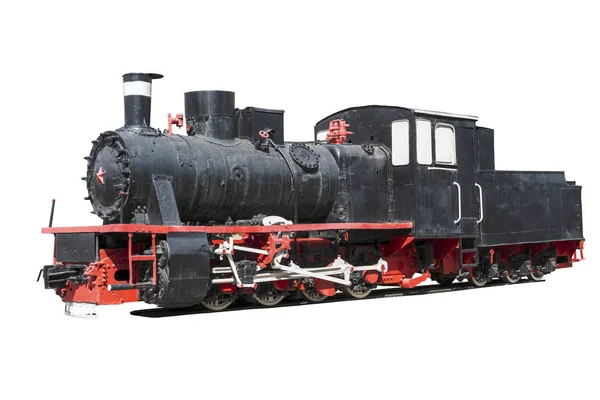 Locomotiva Nera Vintage Isolata Sfondo Bianco — Foto Stock