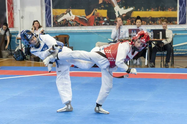 Chelyabinsk Russian Federation May 2019 Two Boys Taekwondo Outfit Blue — Stock Photo, Image