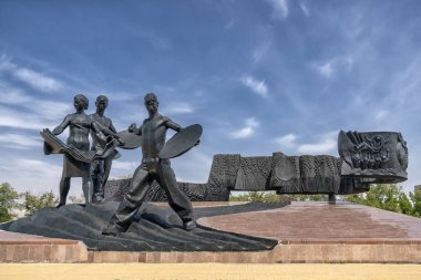 Kostanay, Kazakistan Cumhuriyeti-Mayıs 24, 2019, bakire toprakları fatihleri anıt, bakire toprakları anıt, anıt UNESCO tarafından korunmaktadır