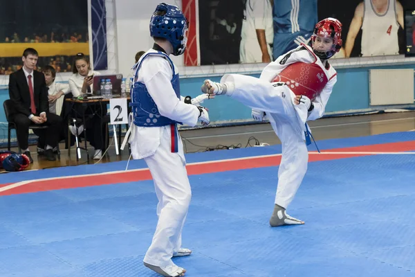 Chelyabinsk Russian Federation May 2019 Two Boys Taekwondo Outfit Blue — Stock Photo, Image