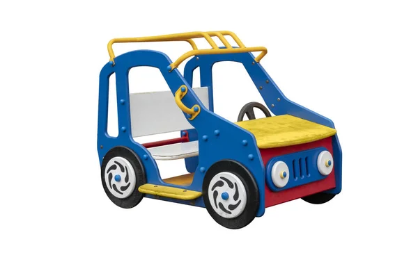 Carro Brinquedo Madeira Para Parque Infantil Carro Madeira Isolado Fundo — Fotografia de Stock