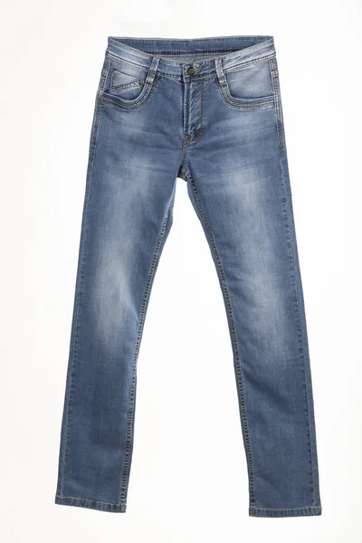 Jeans Azul Isolado Fundo Branco — Fotografia de Stock