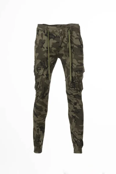 Military Camouflage Trousers Ghostly Mannequin Isolated White Background — Stock Photo, Image