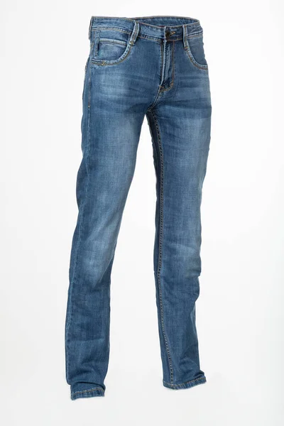 Männer Blaue Jeans Geisterhafte Schaufensterpuppe Isoliert Auf Weißem Hintergrund — Stockfoto