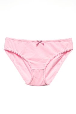 Beyaz arka planda izole edilmiş pembe kadın külotları.