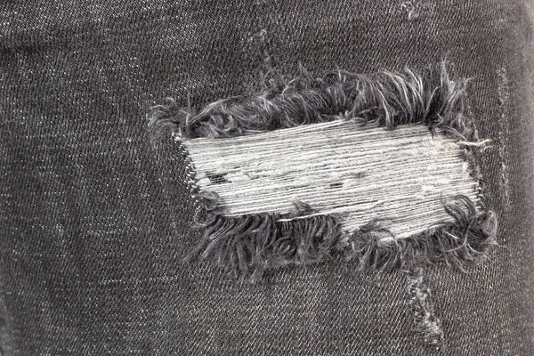 Kot Pantolondaki Deliklerin Dokusu Yakın Siyah Kot Pantolon — Stok fotoğraf