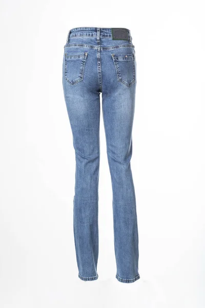 Jeans Azules Maniquí Fantasmal Aislado Sobre Fondo Blanco —  Fotos de Stock