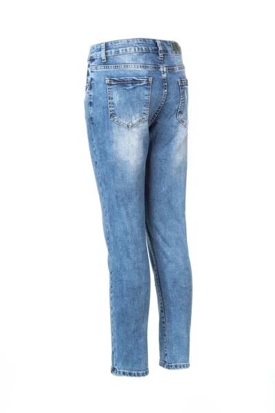 Jeans Azules Maniquí Fantasmal Aislado Sobre Fondo Blanco —  Fotos de Stock