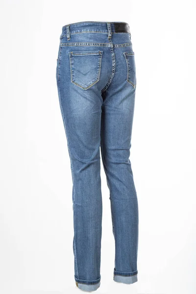 Jeans Azules Maniquí Fantasmal Aislado Sobre Fondo Blanco — Foto de Stock